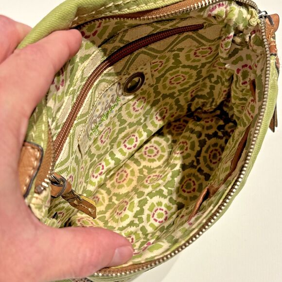 Vintage Fossil Boho Festival Crossbody Canvas Bag Purse Green Brown 10x10x3 (P3) - Picture 13 of 15
